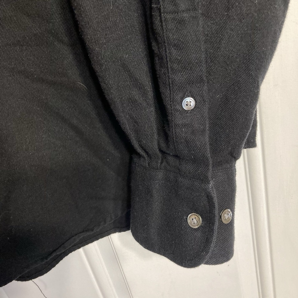 Vtg J Peterman Flannel Button Up Shirt Mens Large Black Made in Portugal - Picture 3 of 8